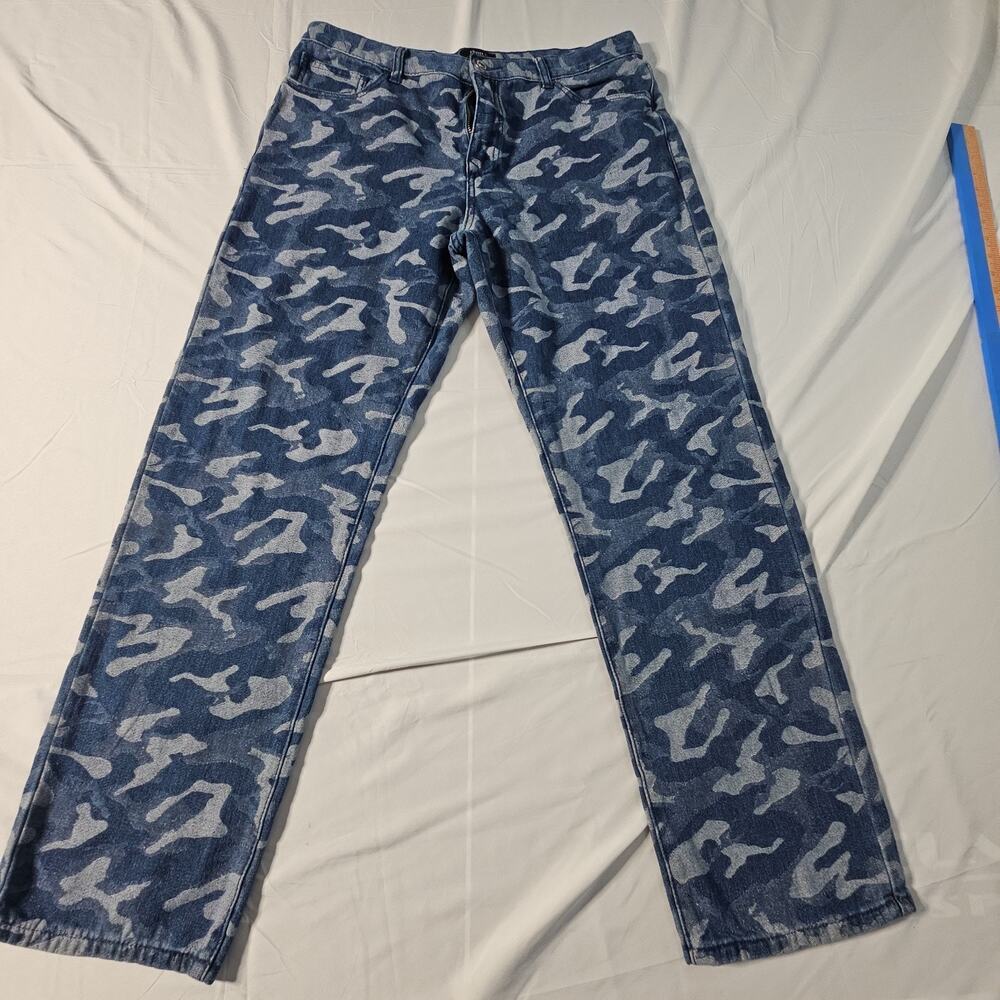 Forever 21 Straight Leg Blue Camo Pants Size 36 29" length